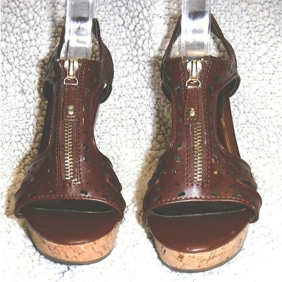 Carlos Santana brown cork wedge sandals - Picture 4 of 5